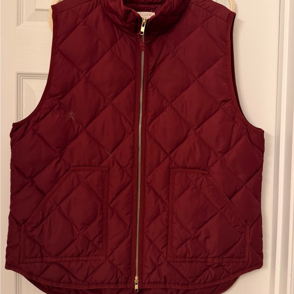 J Crew Quilted Burgundy Vest XL